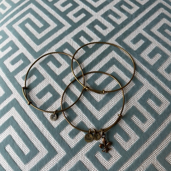 Alex and Ani Fleur De Lis Bangle Stack - Picture 2 of 3